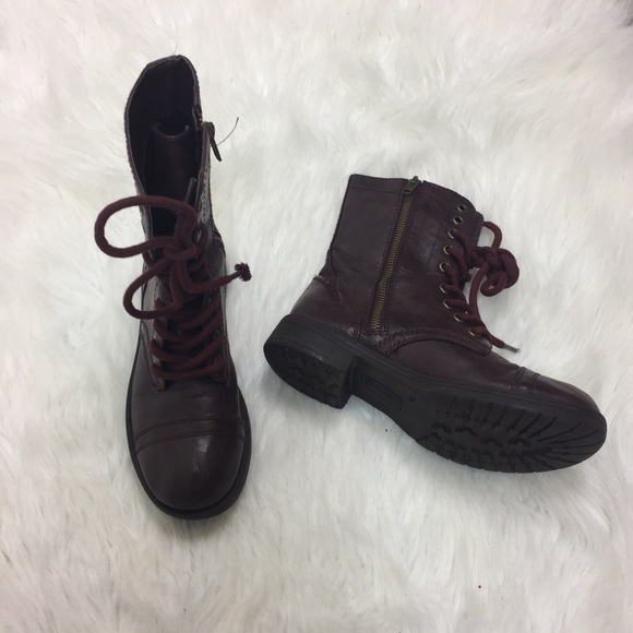 Brash Shoes - Brash Lace Up Combat Boots Sz 5.5 Burgundy Brown